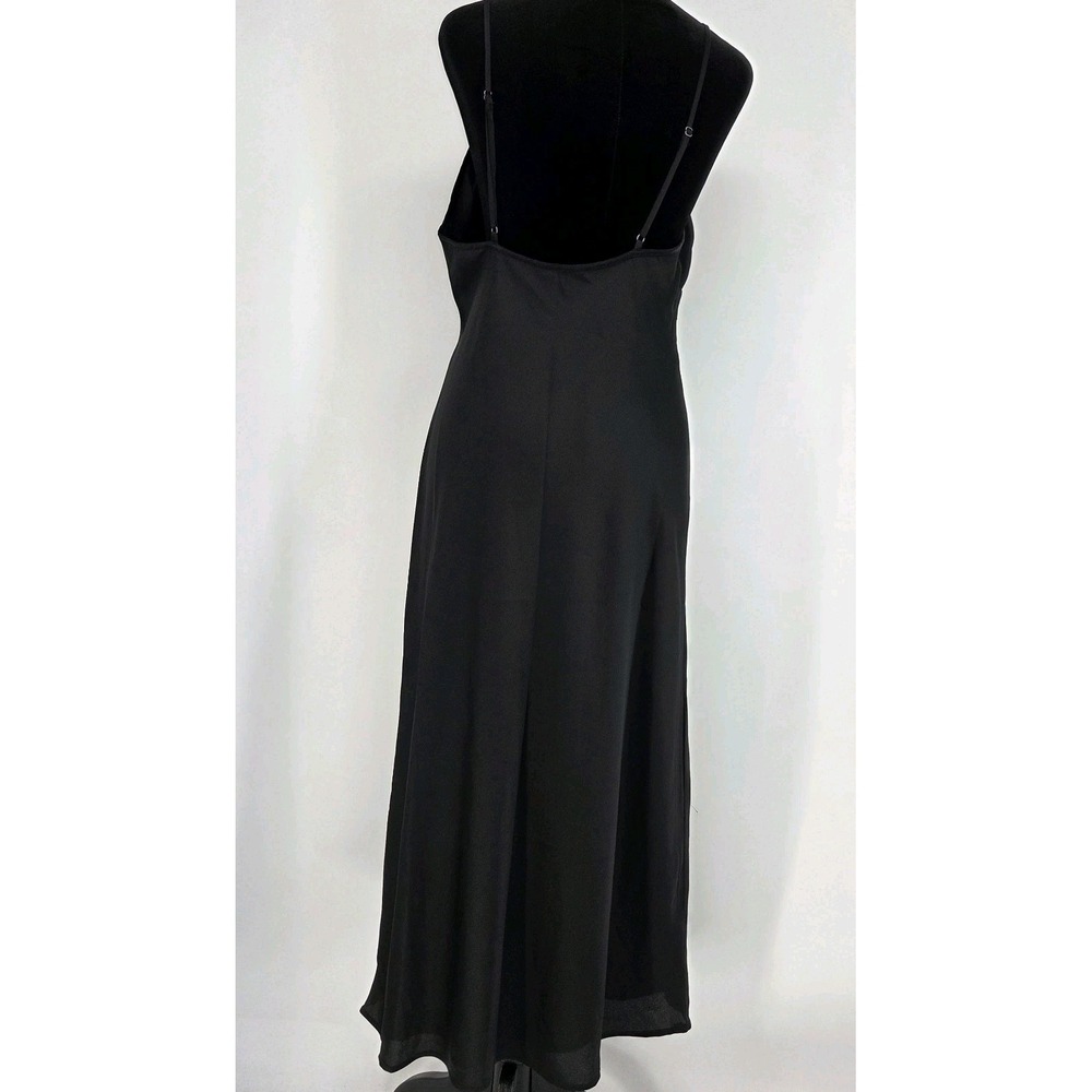 Abercrombie & Fitch Satin‎ Maxi Dress Medium Black Fully Lined - Picture 4 of 6